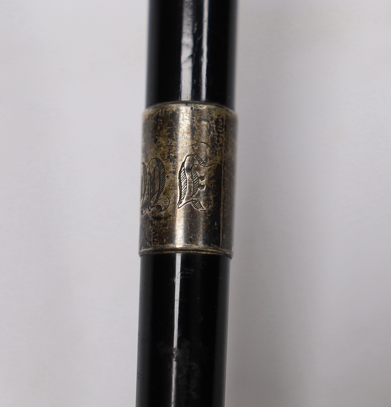 A silver-mounted conductor’s baton, hallmarked Birmingham 1923, 46cm